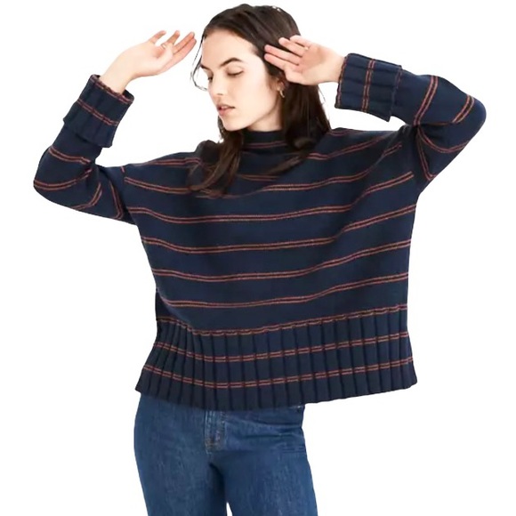 Madewell Sweaters - Madewell Striped Glenmoor Mockneck Sweater